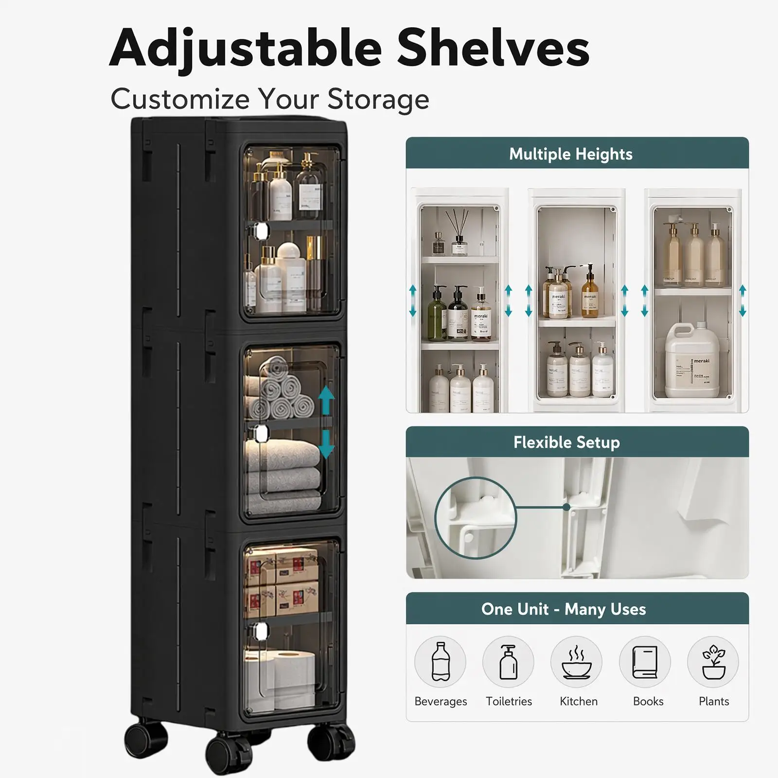 5-poziomowa czarna wąska szafk – Kitchen Appliances Cabinet recenzja i cena